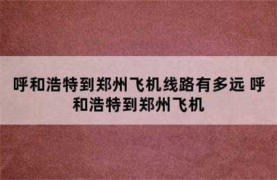 呼和浩特到郑州飞机线路有多远 呼和浩特到郑州飞机